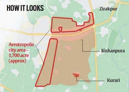 Map of the Aerotropolis city area near Airport Road, Mohali